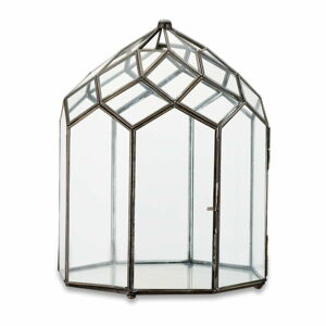 Metalowo-szklany lampion z czarną konstrukcją Nkuku Zarika, wys. 33 cm