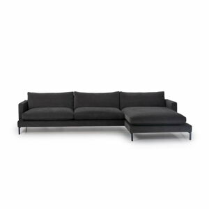 Czarna 3-osobowa sofa z prawostronnym szezlongiem Softnord Leken