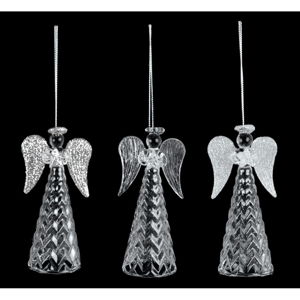 Zestaw 3 szklanych ozdób w kształcie aniołka Ego Dekor