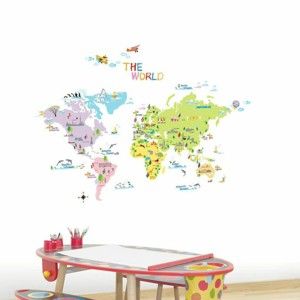 Komplet naklejek ściennych Ambiance World Map for Children