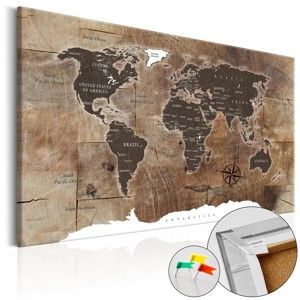 Tablica z mapą świata Artgeist Wooden Mosaic 90x60 cm