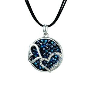 Naszyjnik z niebieskimi kryształami Swarovski Elements Crystals Double Heart