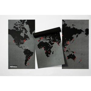 Czarna ścienna mapa świata Palomar Pin World XL, 198x124 cm