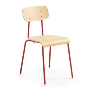 Czarwone krzesło z siedziskiem z dekorem drewna La Forma Klee