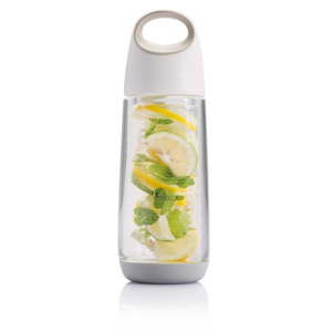 Biało-szara butelka z sitkiem na owoce XD Design, 650 ml