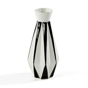 Czarno-biały wazon ceramiczny Thai Natura, 17x39 cm