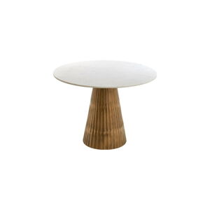 Biały/w kolorze brązu okrągły stół z blatem w dekorze marmuru ø 100 cm Leyda – Light & Living