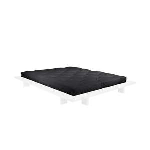 Łóżko dwuosobowe z drewna sosnowego z materacem Karup Design Japan Comfort Mat White/Black, 160x200 cm