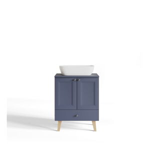 Niska szafka bez zlewu w kolorze ciemnoniebieskim-naturalnym 60x76 cm Venezia - STOLKAR