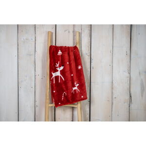 Czerwony świąteczny koc z mikropluszu 200x150 cm Dasher – My House