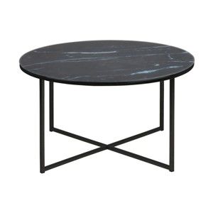 Czarny stolik z blatem z dekorem marmuru Actona Alisma, ⌀ 80 cm