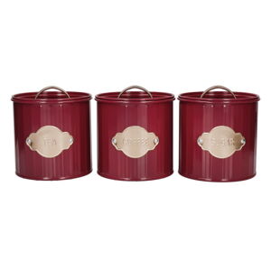 Czerwone stalowe pojemniki na żywność zestaw 3 szt. – Kitchen Craft