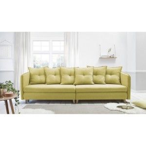 Żółta 4-osobowa sofa rozkładana Bobochic Paris Riga