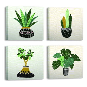 Obrazy zestaw 4 szt. 30x30 cm Plants – Wallity