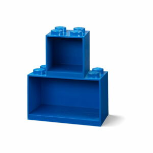 Zestaw 2 dziecięcych niebieskich półek ściennych LEGO® Brick
