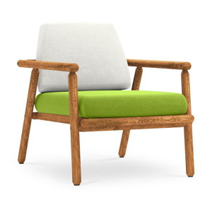 Jasnoszaro-oliwkowy fotel ogrodowy z konstrukcją z litego drewna akacji Calme Jardin Capri