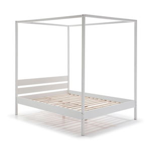 Białe drewniane łóżko Marckeric Dossel, 140x190 cm