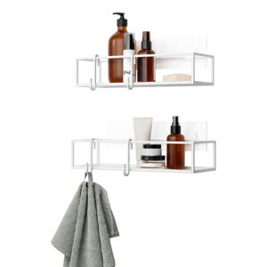 Biała samoprzylepna stalowa półka łazienkowa Cubiko – Umbra