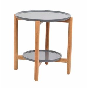 Szary stolik z drewna dębowego Folke Wendigo, ⌀ 55 cm