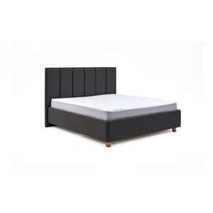 Ciemnoszare dwuosobowe łóżko ze schowkiem DlaSpania Wega, 160x200 cm