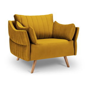 Żółty fotel z askamitnym obiciem Interieurs 86 Elysée