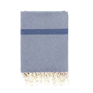 Niebiesko-szary ręcznik z domieszką bawełny Kate Louise Cotton Collection Line Blue Grey Pink, 100x180 cm