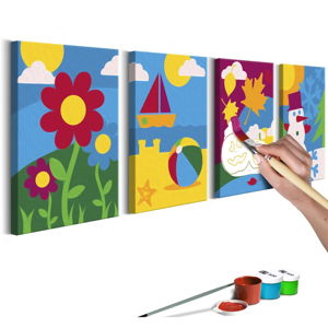 Zestaw płótna (4 szt.), farb i pędzli DIY Artgeist Four Seasons, 44x165 cm