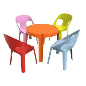 Ogrodowy komplet dziecięcy 1 pomarańczowego stolika i 4 krzesełek Resol Julieta