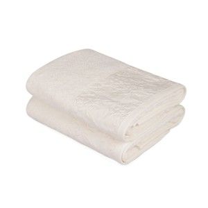 Zestaw 2 beżowych ręczników z czystej bawełny Lora, 50x90 cm