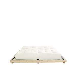 Łóżko dwuosobowe z drewna sosnowego z materacem i tatami Karup Design Dock Comfort Mat Natural/Natural, 180x200 cm