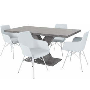 Zestaw stołu i 4 białych krzeseł Støraa Albert