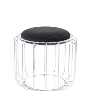 Czarny stolik/puf z konstrukcją w srebrnym kolorze 360 Living Canny, ⌀ 50 cm