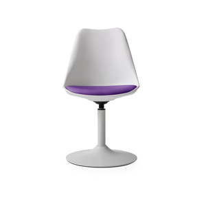 Białe krzesło z fioletową poduszką Tenzo Viva