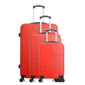 Zestaw 3 czerwonych walizek na kółkach Hero Coronado