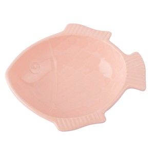 Jasnoróżowa ceramiczna taca do serwowania Tantitoni Fishy, 15x11 cm