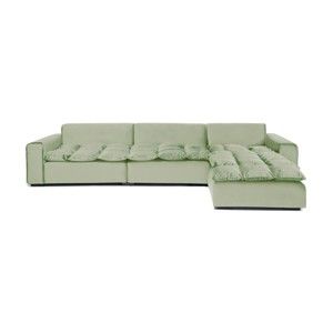 Jasnozielona prawostronna 3-osobowa sofa narożna Vivonita Cloud Apple Green