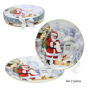 Zestaw 2 porcelanowych talerzy świątecznych Unimasa Santa Claus, ø 20,3 cm