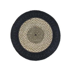 Czarno-naturalny okrągły dywan z trawy morskiej ø 120 cm Malibu – HSM collection