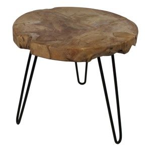 Stolik z blatem z drewna tekowego HSM Collection Helen, ⌀ 55 cm