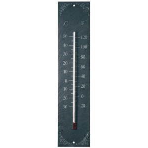 Wiszący zewnętrzny termometr z łupku z ornamentem Ego Dekor Recta, 45x10 cm