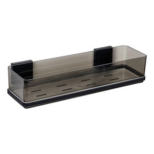Czarna samoprzylepna plastikowa półka łazienkowa Quadro – Wenko