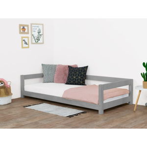 Szare łóżko dziecięce z drewna świerkowego Benlemi Study, 90x180 cm