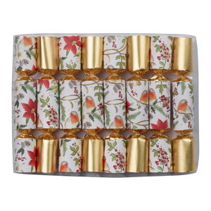 Krakersy świąteczne w zestawie 8 sztuk Gold Floral Robin – Robin Reed