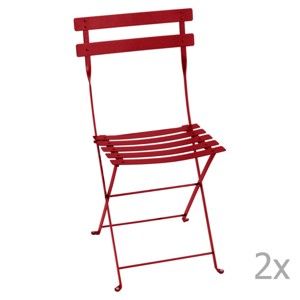 Komplet 2 czerwonych składanych krzeseł ogrodowych Fermob Bistro