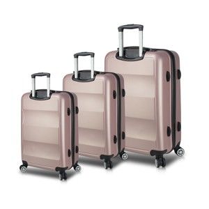 Zestaw 3 różowych walizek na kółkach z USB My Valice LASSO Travel Set