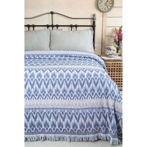 Niebieska bawełniana narzuta na łóżko dwuosobowe 215x240 cm Galvin – Mijolnir