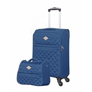 Komplet niebieskiej walizki i kosmetyczki GERARD PASQUIER Adventure, 38 l + 16 l