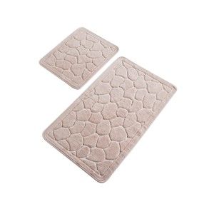Zestaw 2 różowych bawełnianych dywaników łazienkowych Confetti Bathmats Lino Powder