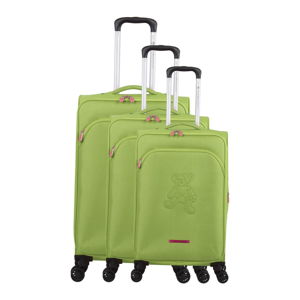 Zestaw 3 zielonych walizek z 4 kółkami Lulucastagnette Emilia