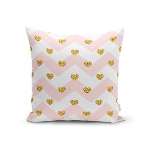 Poszewka na poduszkę Minimalist Cushion Covers Golden Heart Pink Zig Zag, 45x45 cm